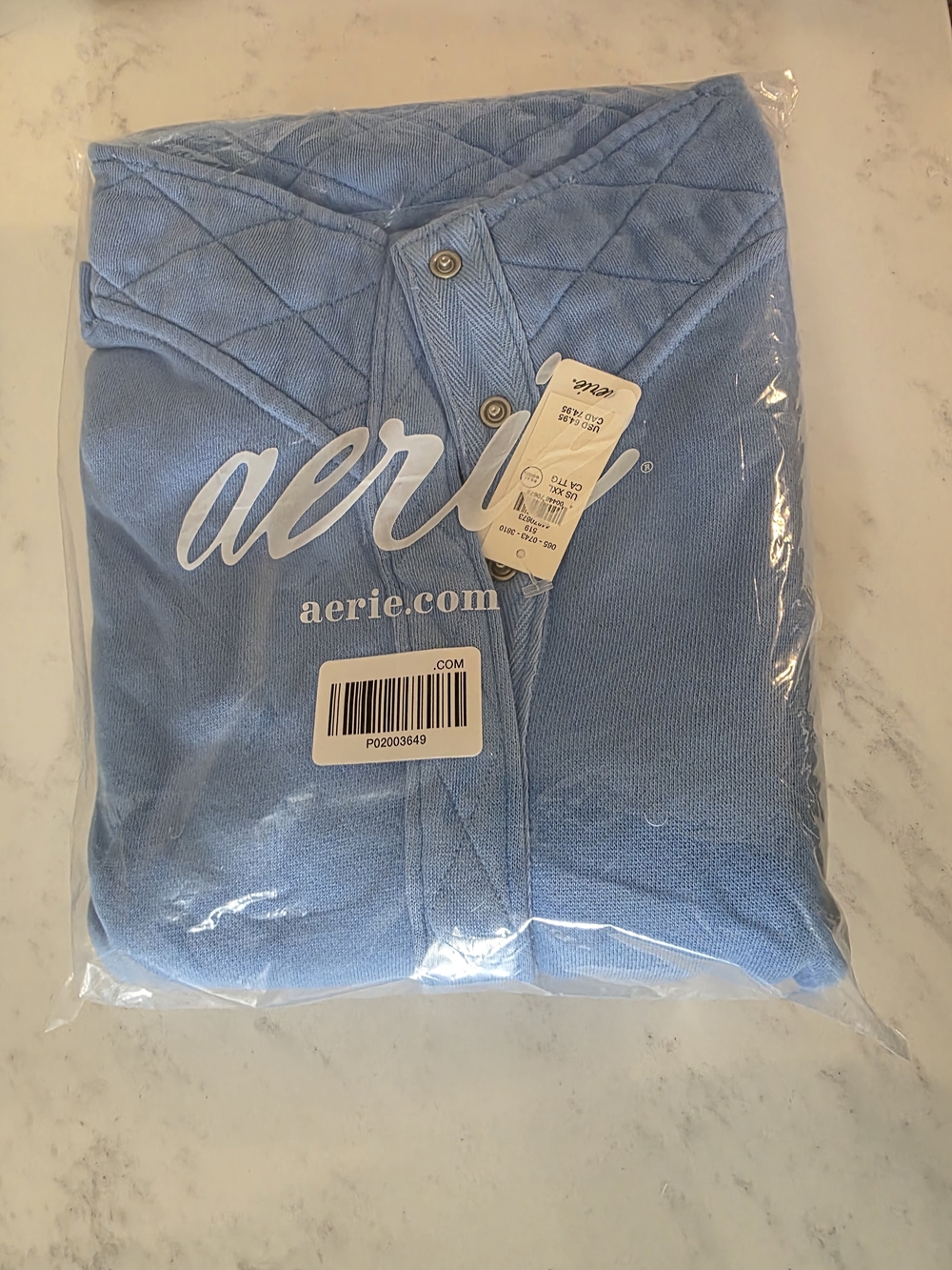 Aerie Oh Snap! Blue Vinyl Sweatshirt - Size XXL - Picture 2 of 5